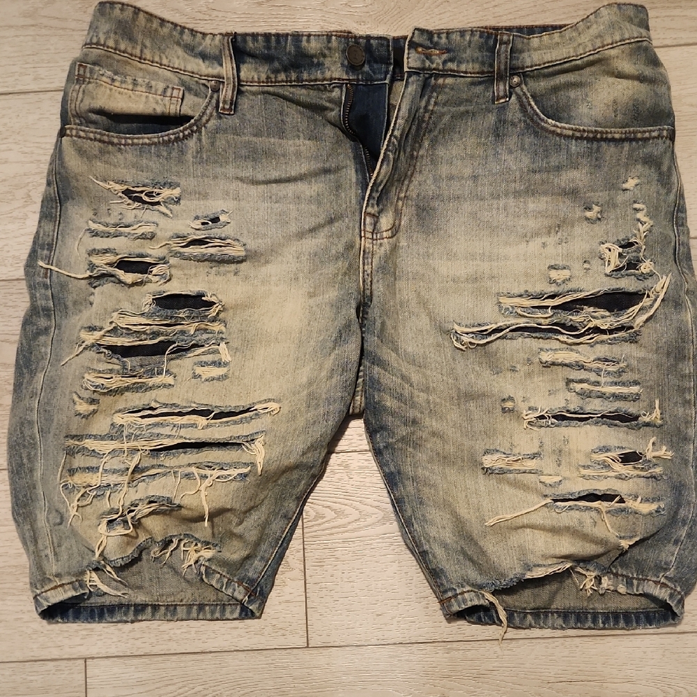 Jordan Craig Men's Distressed Tan Jean Shorts